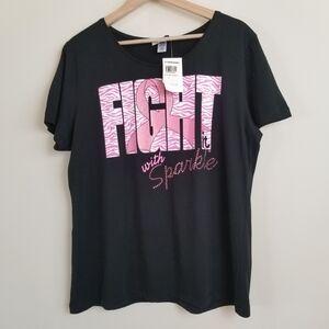 Live For Life Zebra Fight Sparkle T Shirt XL NWT